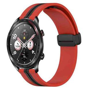 For Honor Watch Dream 22mm Folding Magnetic Clasp Silicone Watch Band(Red+Black)