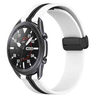 For Samsung Galaxy Watch3 45mm 22mm Folding Magnetic Clasp Silicone Watch Band(White+Black)