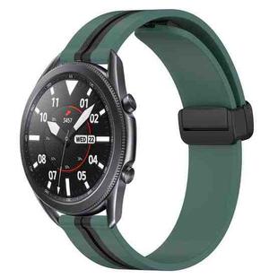 For Samsung Galaxy Watch3 45mm 22mm Folding Magnetic Clasp Silicone Watch Band(Olive Green + Black)
