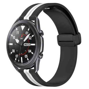 For Samsung Galaxy Watch3 45mm 22mm Folding Magnetic Clasp Silicone Watch Band(Black+White)