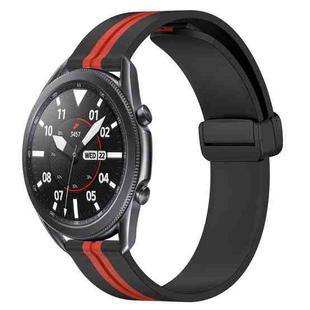 For Samsung Galaxy Watch3 45mm 22mm Folding Magnetic Clasp Silicone Watch Band(Black+Red)