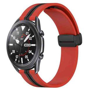 For Samsung Galaxy Watch3 45mm 22mm Folding Magnetic Clasp Silicone Watch Band(Red+Black)