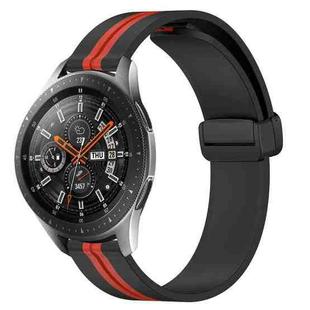 For Samsung Galaxy Watch 46mm 22mm Folding Magnetic Clasp Silicone Watch Band(Black+Red)