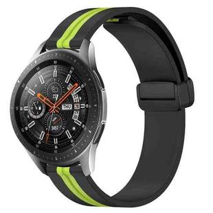 For Samsung Galaxy Watch 46mm 22mm Folding Magnetic Clasp Silicone Watch Band(Black+Lime Green)