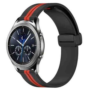 For Samsung Gear S3 Classic 22mm Folding Magnetic Clasp Silicone Watch Band(Black+Red)