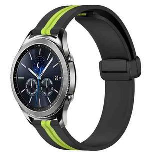 For Samsung Gear S3 Classic 22mm Folding Magnetic Clasp Silicone Watch Band(Black+Lime Green)