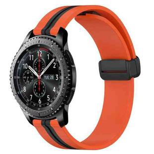 For Samsung Gear S3 Frontier 22mm Folding Magnetic Clasp Silicone Watch Band(Orange+Black)