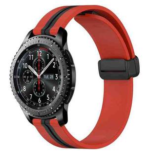 For Samsung Gear S3 Frontier 22mm Folding Magnetic Clasp Silicone Watch Band(Red+Black)