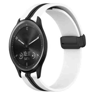 For Garmin Vivomove Sport 20mm Folding Magnetic Clasp Silicone Watch Band(White+Black)