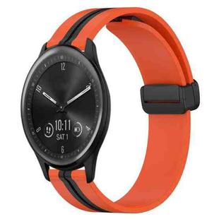 For Garmin Vivomove Sport 20mm Folding Magnetic Clasp Silicone Watch Band(Orange+Black)