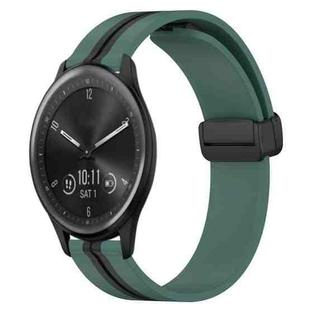 For Garmin Vivomove Sport 20mm Folding Magnetic Clasp Silicone Watch Band(Olive Green + Black)