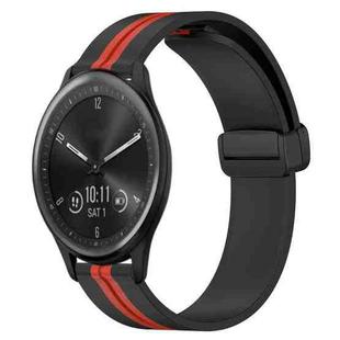 For Garmin Vivomove Sport 20mm Folding Magnetic Clasp Silicone Watch Band(Black+Red)