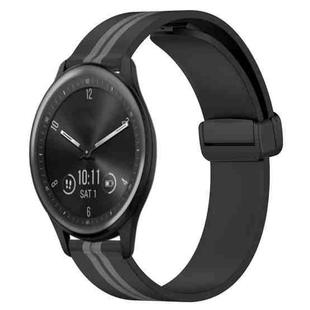 For Garmin Vivomove Sport 20mm Folding Magnetic Clasp Silicone Watch Band(Black+Grey)