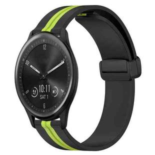 For Garmin Vivomove Sport 20mm Folding Magnetic Clasp Silicone Watch Band(Black+Lime Green)
