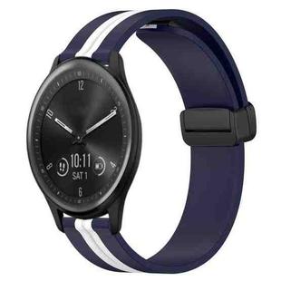 For Garmin Vivomove Sport 20mm Folding Magnetic Clasp Silicone Watch Band(Midnight Blue + White)