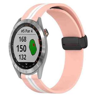 For Garmin Approach S40 20mm Folding Magnetic Clasp Silicone Watch Band(Pink+White)