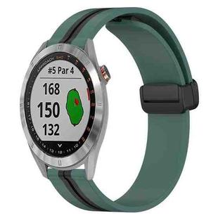 For Garmin Approach S40 20mm Folding Magnetic Clasp Silicone Watch Band(Olive Green + Black)