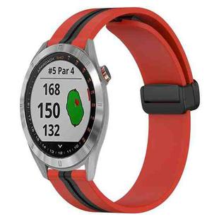 For Garmin Approach S40 20mm Folding Magnetic Clasp Silicone Watch Band(Red+Black)