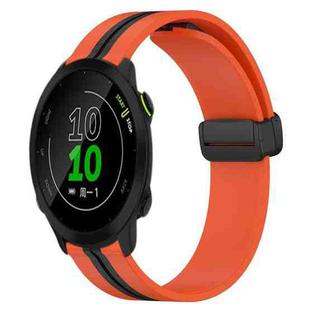 For Garmin Forerunner 158 20mm Folding Magnetic Clasp Silicone Watch Band(Orange+Black)