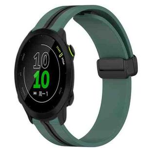 For Garmin Forerunner 158 20mm Folding Magnetic Clasp Silicone Watch Band(Olive Green + Black)