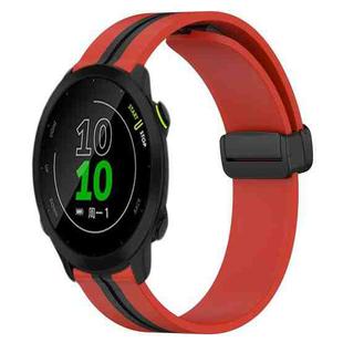 For Garmin Forerunner 158 20mm Folding Magnetic Clasp Silicone Watch Band(Red+Black)