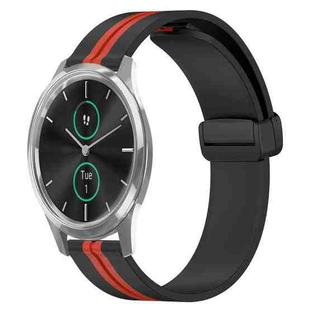 For Garminmove Luxe 20mm Folding Magnetic Clasp Silicone Watch Band(Black+Red)