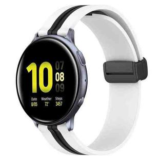 For Samsung Galaxy Watch Active 2 40mm 20mm Folding Magnetic Clasp Silicone Watch Band(White+Black)