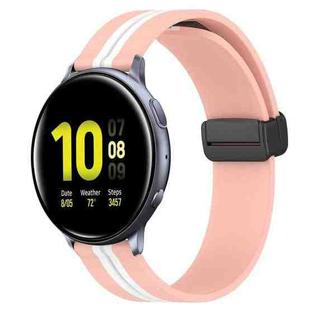 For Samsung Galaxy Watch Active 2 40mm 20mm Folding Magnetic Clasp Silicone Watch Band(Pink+White)