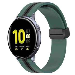 For Samsung Galaxy Watch Active 2 40mm 20mm Folding Magnetic Clasp Silicone Watch Band(Olive Green + Black)