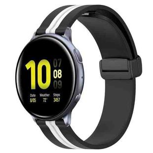 For Samsung Galaxy Watch Active 2 40mm 20mm Folding Magnetic Clasp Silicone Watch Band(Black+White)