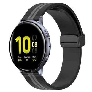 For Samsung Galaxy Watch Active 2 40mm 20mm Folding Magnetic Clasp Silicone Watch Band(Black+Grey)