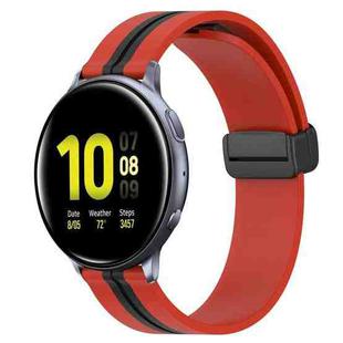 For Samsung Galaxy Watch Active 2 40mm 20mm Folding Magnetic Clasp Silicone Watch Band(Red+Black)