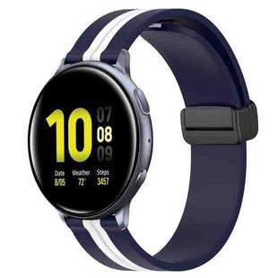 For Samsung Galaxy Watch Active 2 40mm 20mm Folding Magnetic Clasp Silicone Watch Band(Midnight Blue + White)