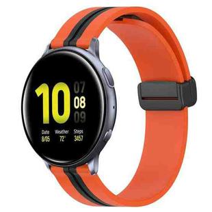 For Samsung Galaxy Watch Active 2 44mm 20mm Folding Magnetic Clasp Silicone Watch Band(Orange+Black)