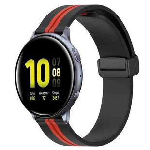 For Samsung Galaxy Watch Active 2 44mm 20mm Folding Magnetic Clasp Silicone Watch Band(Black+Red)