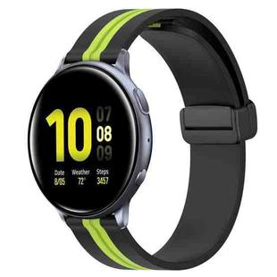For Samsung Galaxy Watch Active 2 44mm 20mm Folding Magnetic Clasp Silicone Watch Band(Black+Lime Green)