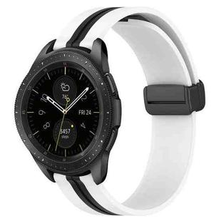 For Samsung Galaxy Watch 42mm 20mm Folding Magnetic Clasp Silicone Watch Band(White+Black)