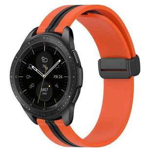 For Samsung Galaxy Watch 42mm 20mm Folding Magnetic Clasp Silicone Watch Band(Orange+Black)