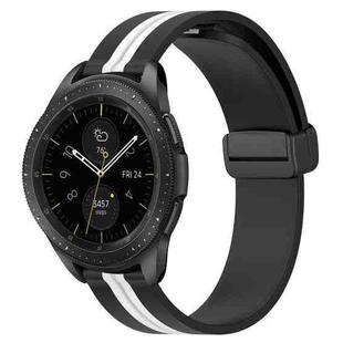 For Samsung Galaxy Watch 42mm 20mm Folding Magnetic Clasp Silicone Watch Band(Black+White)