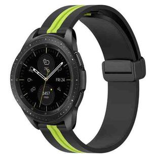 For Samsung Galaxy Watch 42mm 20mm Folding Magnetic Clasp Silicone Watch Band(Black+Lime Green)
