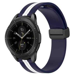 For Samsung Galaxy Watch 42mm 20mm Folding Magnetic Clasp Silicone Watch Band(Midnight Blue + White)