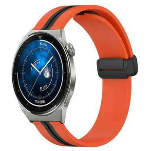 For Huawei Watch GT3 Pro 43mm 20mm Folding Magnetic Clasp Silicone Watch Band(Orange+Black)