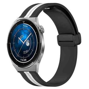 For Huawei Watch GT3 Pro 43mm 20mm Folding Magnetic Clasp Silicone Watch Band(Black+White)