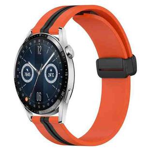 For Huawei Watch GT3 42mm 20mm Folding Magnetic Clasp Silicone Watch Band(Orange+Black)
