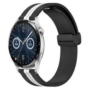 For Huawei Watch GT3 42mm 20mm Folding Magnetic Clasp Silicone Watch Band(Black+White)