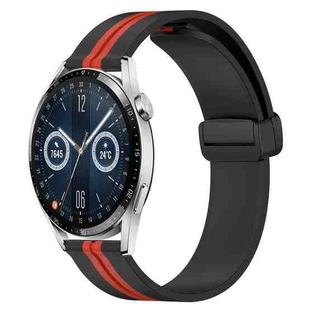 For Huawei Watch GT3 42mm 20mm Folding Magnetic Clasp Silicone Watch Band(Black+Red)