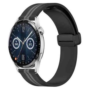 For Huawei Watch GT3 42mm 20mm Folding Magnetic Clasp Silicone Watch Band(Black+Grey)