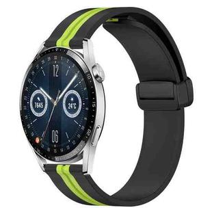 For Huawei Watch GT3 42mm 20mm Folding Magnetic Clasp Silicone Watch Band(Black+Lime Green)