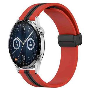 For Huawei Watch GT3 42mm 20mm Folding Magnetic Clasp Silicone Watch Band(Red+Black)