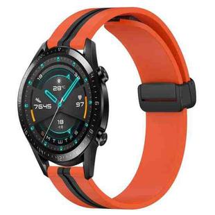 For Huawei Watch GT2 42mm 20mm Folding Magnetic Clasp Silicone Watch Band(Orange+Black)